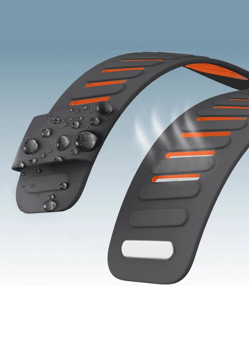 CATANES Silicone Sports Replacement Strap for Whoop 5.0 / Whoop 5.0 Life (MG Model) - MG - Adjustable and Waterproof Wristband - Orange and Grey - Image 3